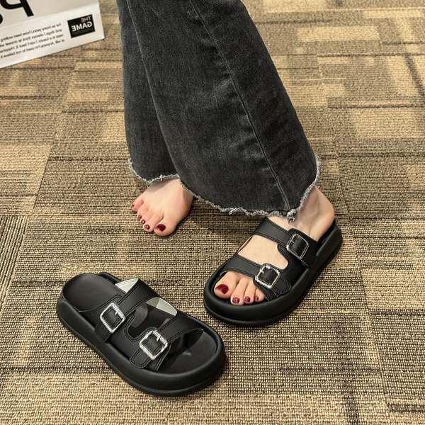 Giày Sandal Đế Dày Phối Khóa Phong Cách Roman