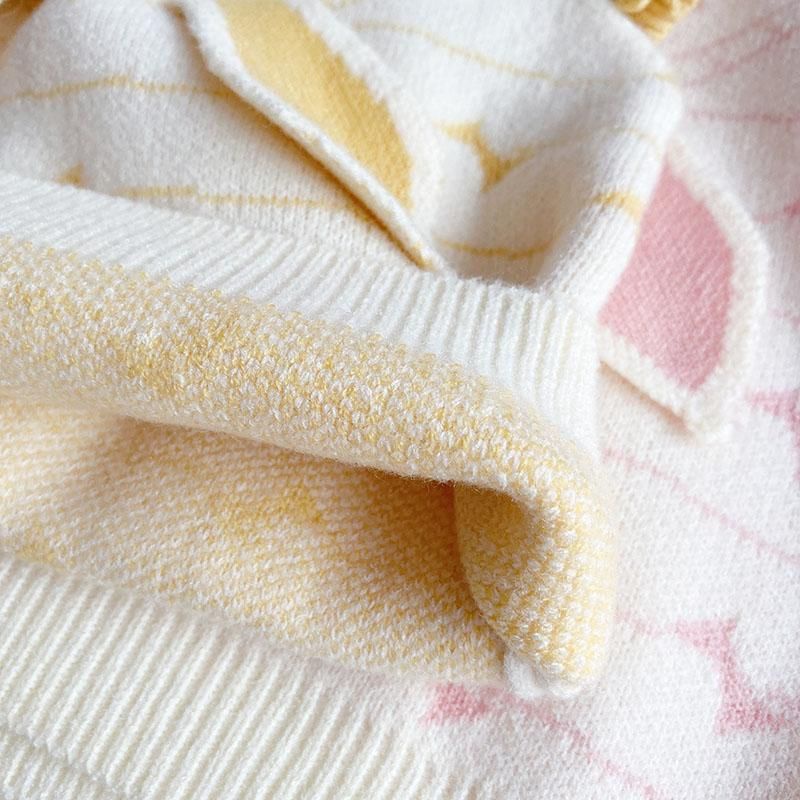 Áo Sweater Dệt Kim Không Tay Đính Tai Thỏ Phong Cách Thời Trang Xuân Thu Hàng Mới Dành Cho Bé Gái