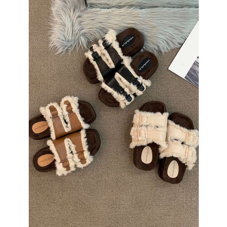 Dép bông phụ nữ dép lông vũ cổ điển mặc bên ngoài phụ nữ mùa hè 2023 phong cách mới cảm giác cao cấp