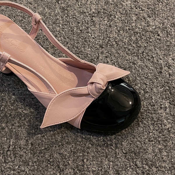 Giày Sandal Đế Dày Đính Nơ Phong Cách retro Pháp