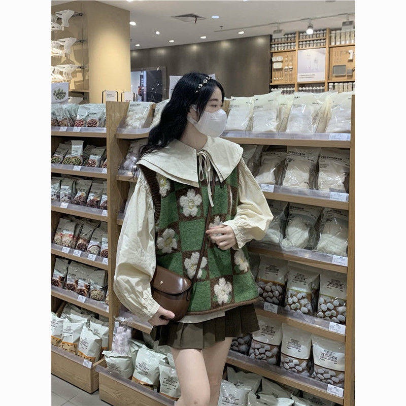 Áo Sweater Cổ Búp Bê Họa Tiết Hoa Màu Sắc Phù Hợp Cho Học Sinh