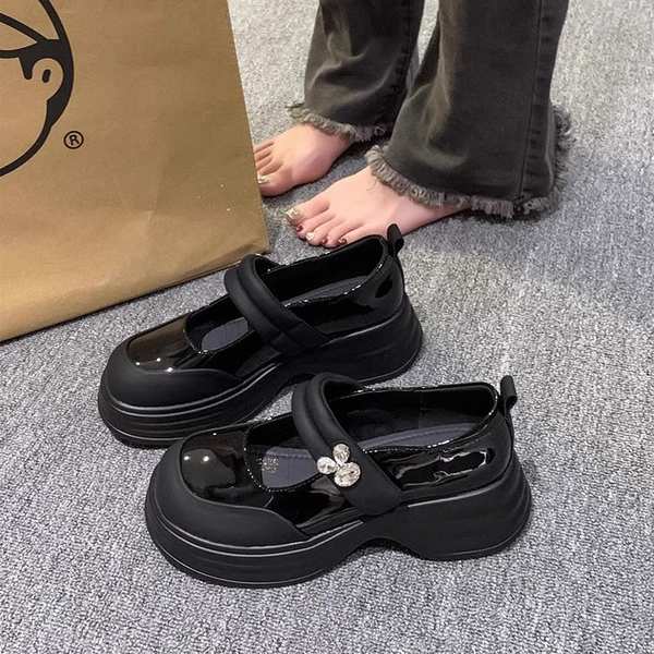 Giày Búp Bê Đế Dày Đính Đá Hình Thỏ Xinh Xắn Cho Nữ