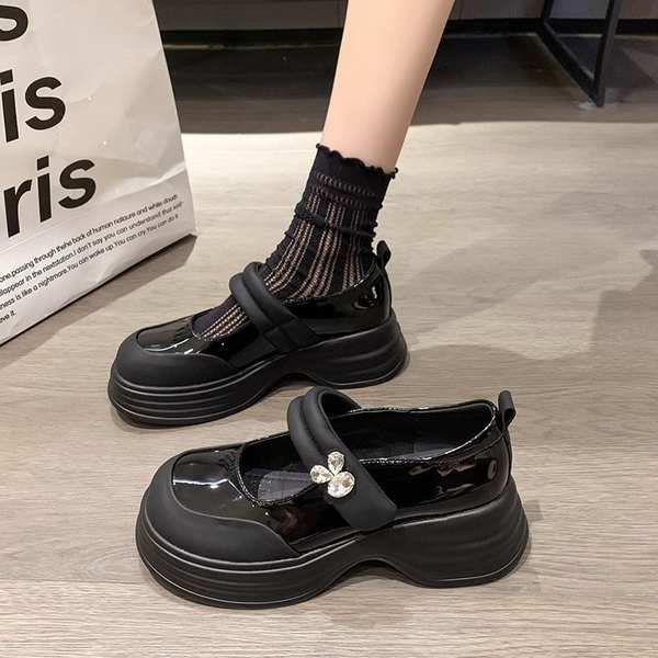 Giày Búp Bê Đế Dày Đính Đá Hình Thỏ Xinh Xắn Cho Nữ