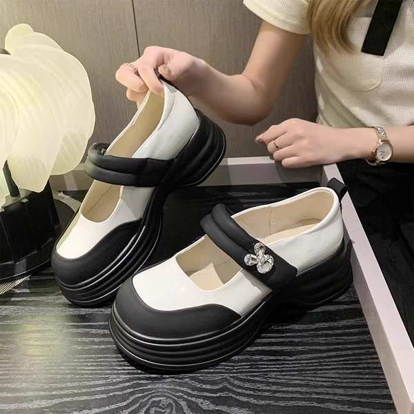 Giày Búp Bê Đế Dày Đính Đá Hình Thỏ Xinh Xắn Cho Nữ