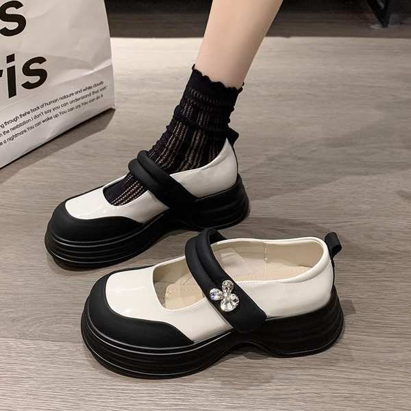 Giày Búp Bê Đế Dày Đính Đá Hình Thỏ Xinh Xắn Cho Nữ