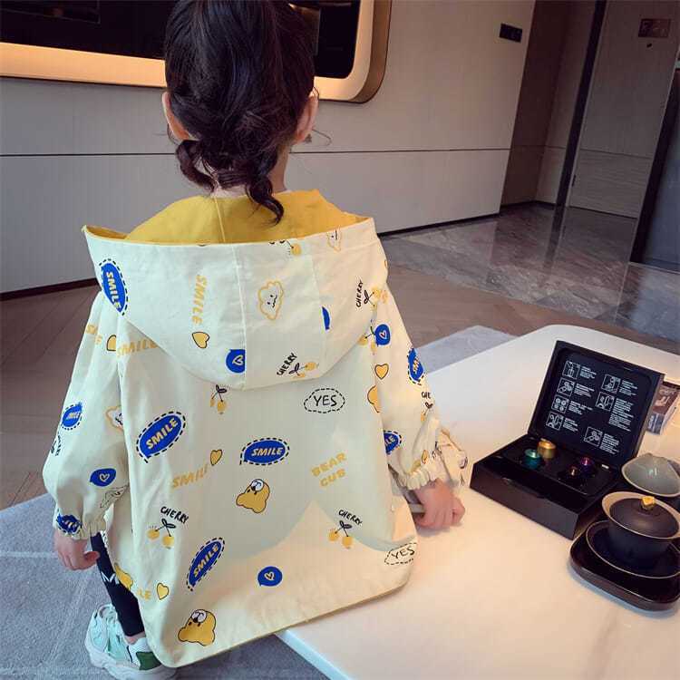 Áo Khoác Gió Hai Mặt Có Mũ Trùm Phong Cách Phương Tây Thời Trang Xuân Thu Mới 2023 Dành Cho Bé Gái