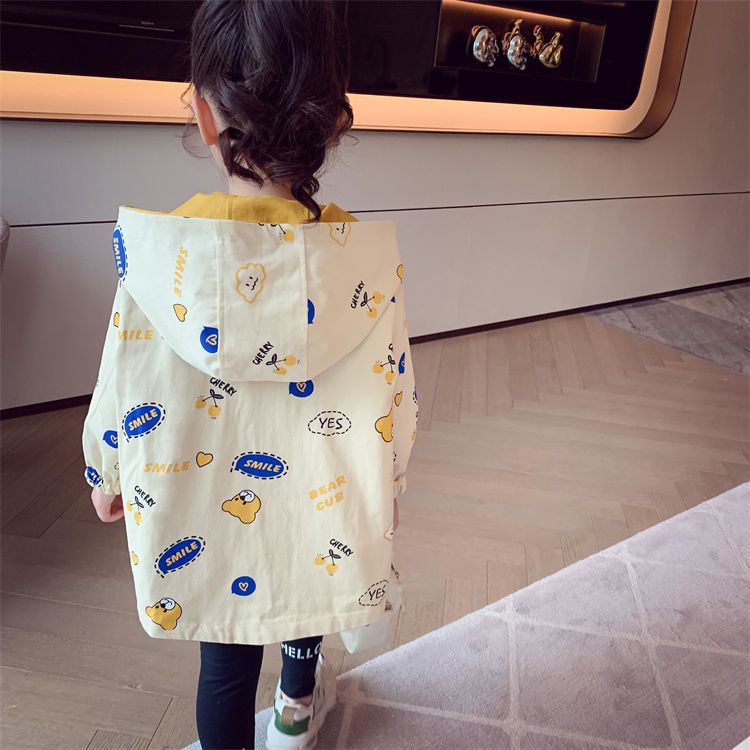 Áo Khoác Gió Hai Mặt Có Mũ Trùm Phong Cách Phương Tây Thời Trang Xuân Thu Mới 2023 Dành Cho Bé Gái