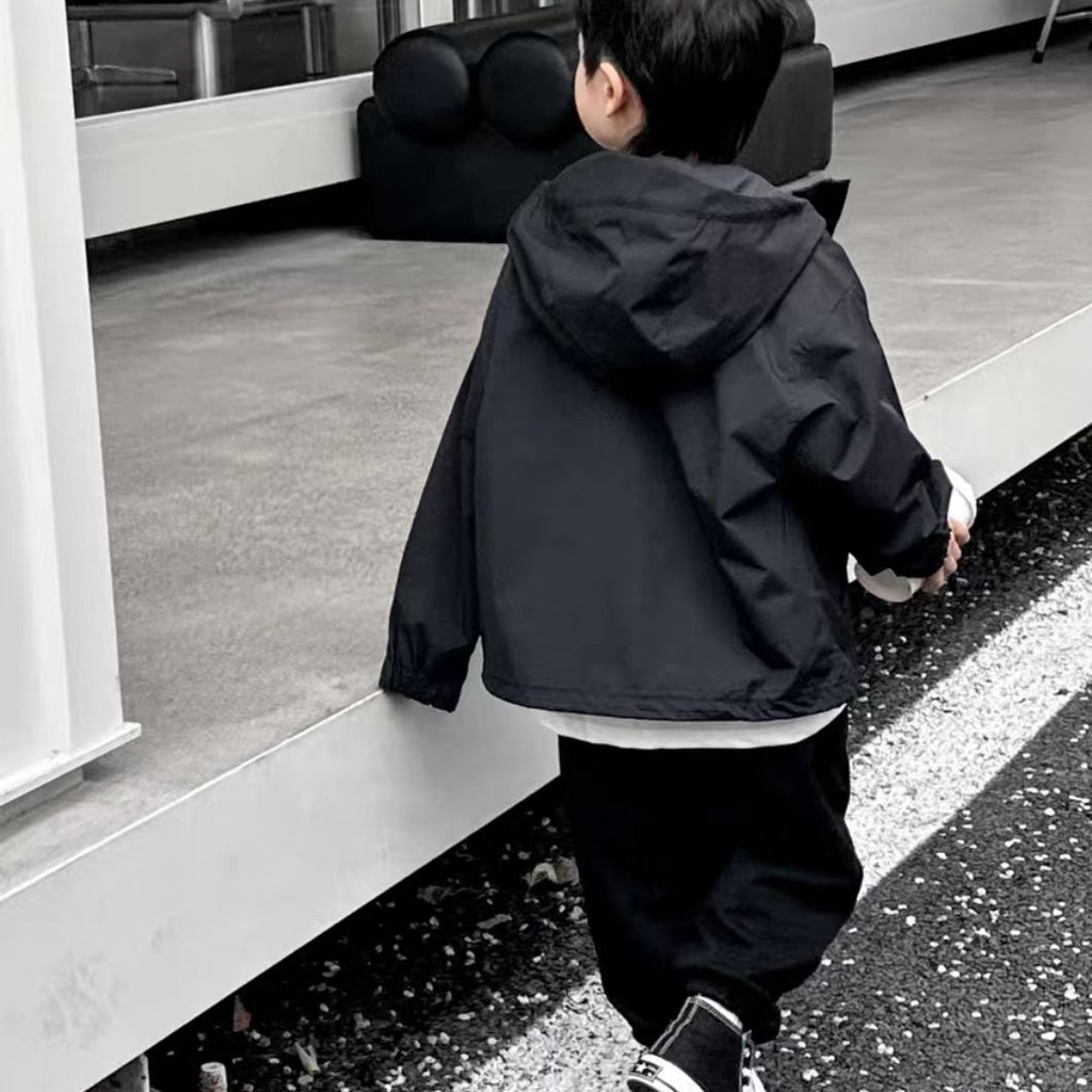 Áo Khoác Có Nón Màu Trơn Phong Cách Hàn Quốc Thời Trang Xuân Thu 2023 Mới Cho Bé Trai