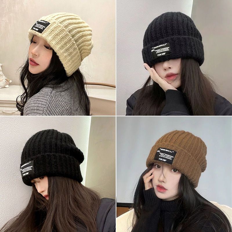 Mũ Len Dệt Kim Dày Dặn Ấm Áp Phong Cách Nhật Bản Dễ Thương Cho Nam Và Nữ