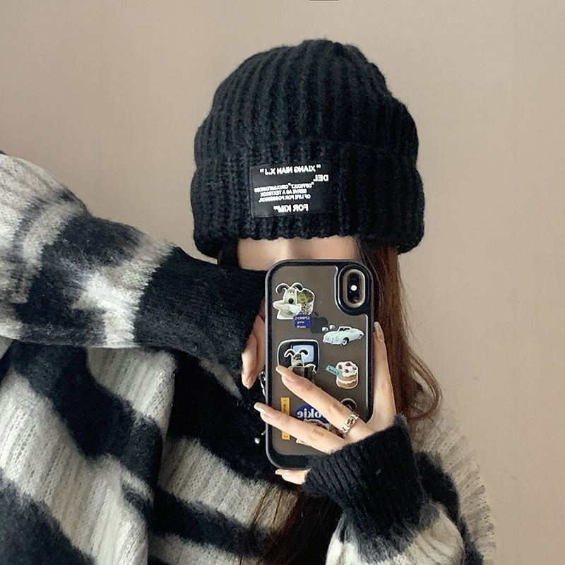 Mũ Len Dệt Kim Dày Dặn Ấm Áp Phong Cách Nhật Bản Dễ Thương Cho Nam Và Nữ