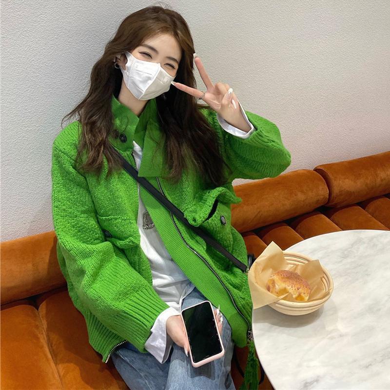 Áo sweater Cổ Tròn Tay Dài Dáng Rộng Sọc Ca Rô Tương Phản Thời Trang Thu Đông 2023