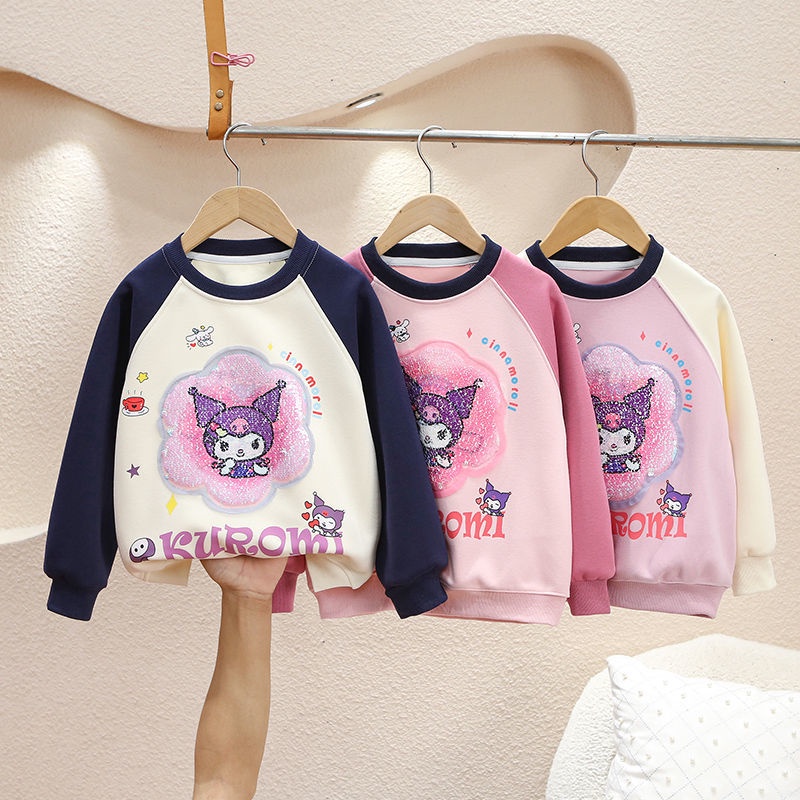 Áo Sweater Cổ Tròn In Hoạt Hình Phối Màu Dễ Thương Thời Trang Xuân Thu 2023 Cho Bé Gái