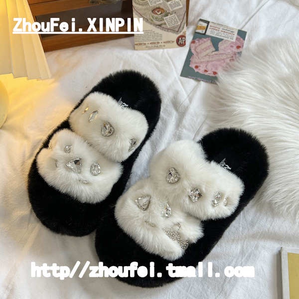 Dép cotton Phối Lông Nhung Thời Trang Thu Đông Dành Cho Nữ