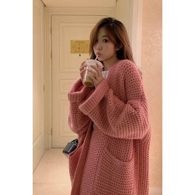 Áo Khoác cardigan Dệt Kim Dày Dặn Dáng Rộng Thời Trang Thu Đông Cho Nữ