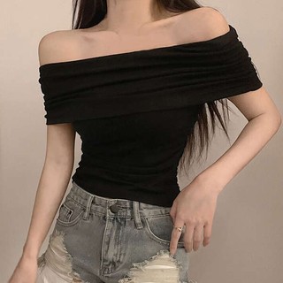 Áo Thun Tay Ngắn Trễ Vai Thời Trang Quyến Rũ Cho Nữ
