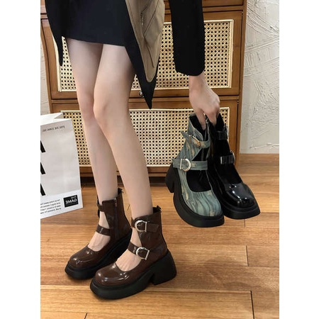 Pháp Đơn Giản mary jane 2023 Dày Trơn