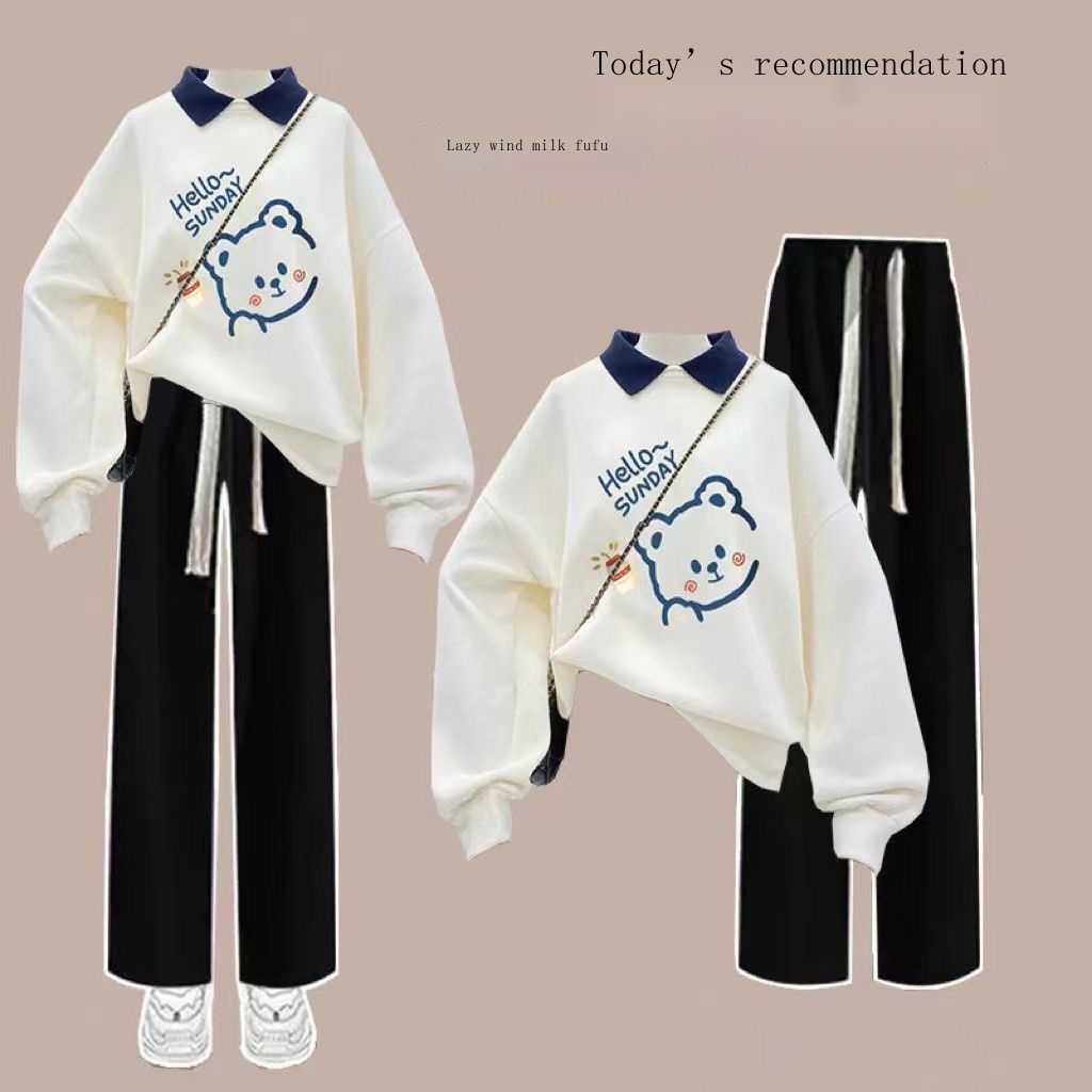 Set Áo Thun polo Có Cổ + Quần jeans Dài Thời Trang Nữ