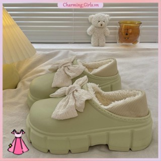 Giày Lười cotton Lót Lông Cừu Giữ Ấm Thời Trang Thu Đông Cho Nữ