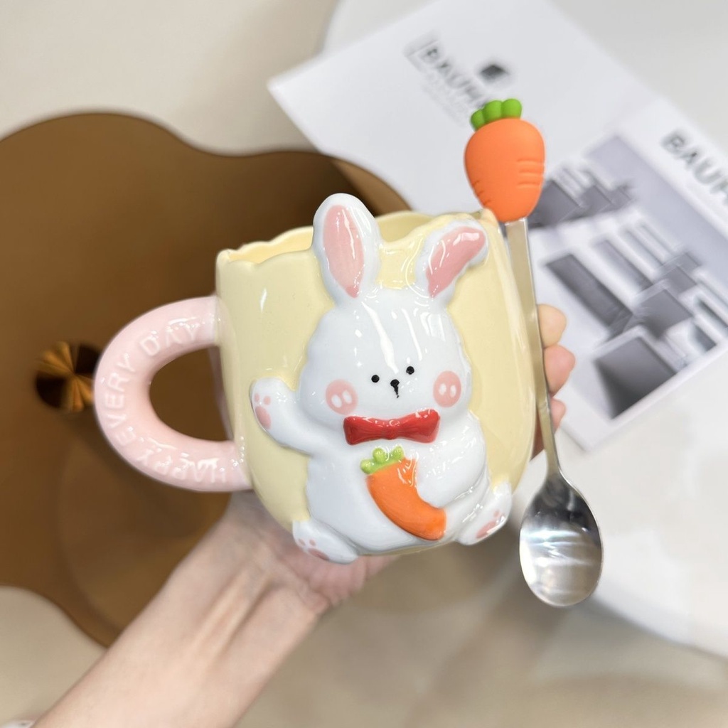 Cốc Uống Nước Bằng Gốm Hình Thỏ Dễ Thương