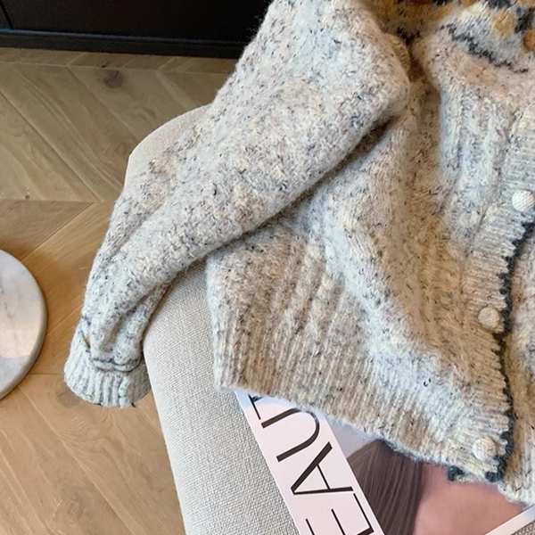 Áo khoác thom browne áo len thom browne Gió lười, áo khoác sáp mềm mại, áo thêu rộng rãi mùa thu đông, áo len siêu ưa cao cấp, áo cardigan dệt kim màu xám nữ