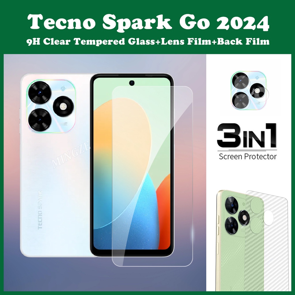 Kính Cường Lực 3 Trong 1 Bảo Vệ Màn Hình Dành Cho tecno spark go 2024 Kèm Phụ Kiện