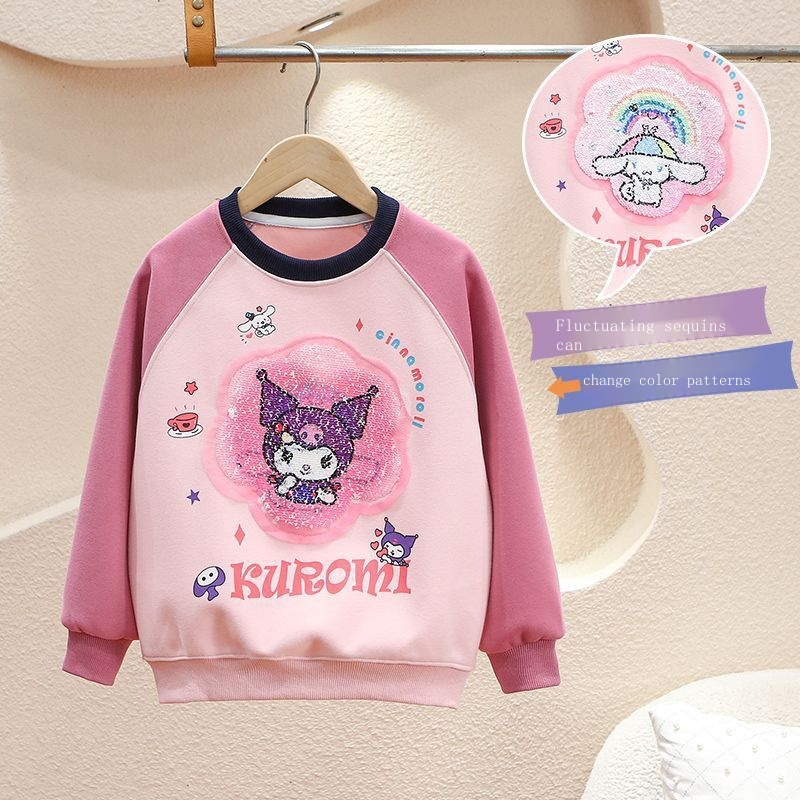 Áo Sweater Cổ Tròn In Hoạt Hình Phối Màu Dễ Thương Thời Trang Xuân Thu 2023 Cho Bé Gái