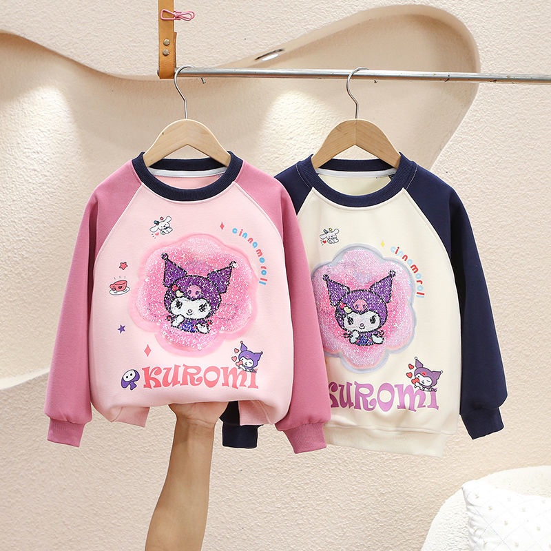 Áo Sweater Cổ Tròn In Hoạt Hình Phối Màu Dễ Thương Thời Trang Xuân Thu 2023 Cho Bé Gái