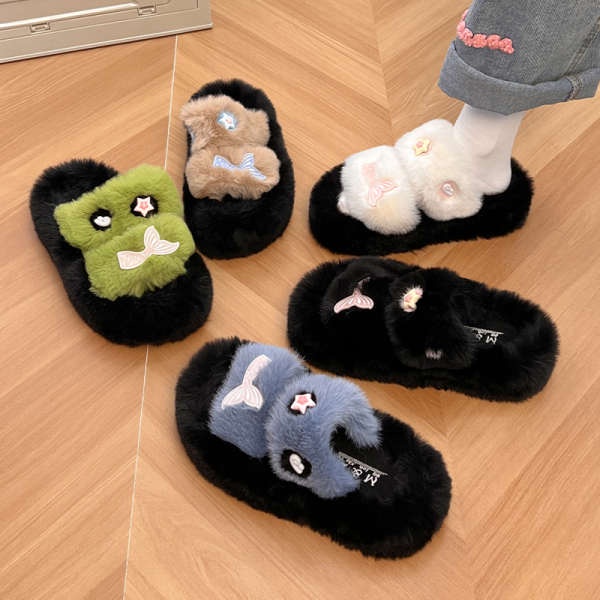 Dép Lông Đế Dày Kiểu Đuôi Cá Phối Dễ Thương Thời Trang 2023