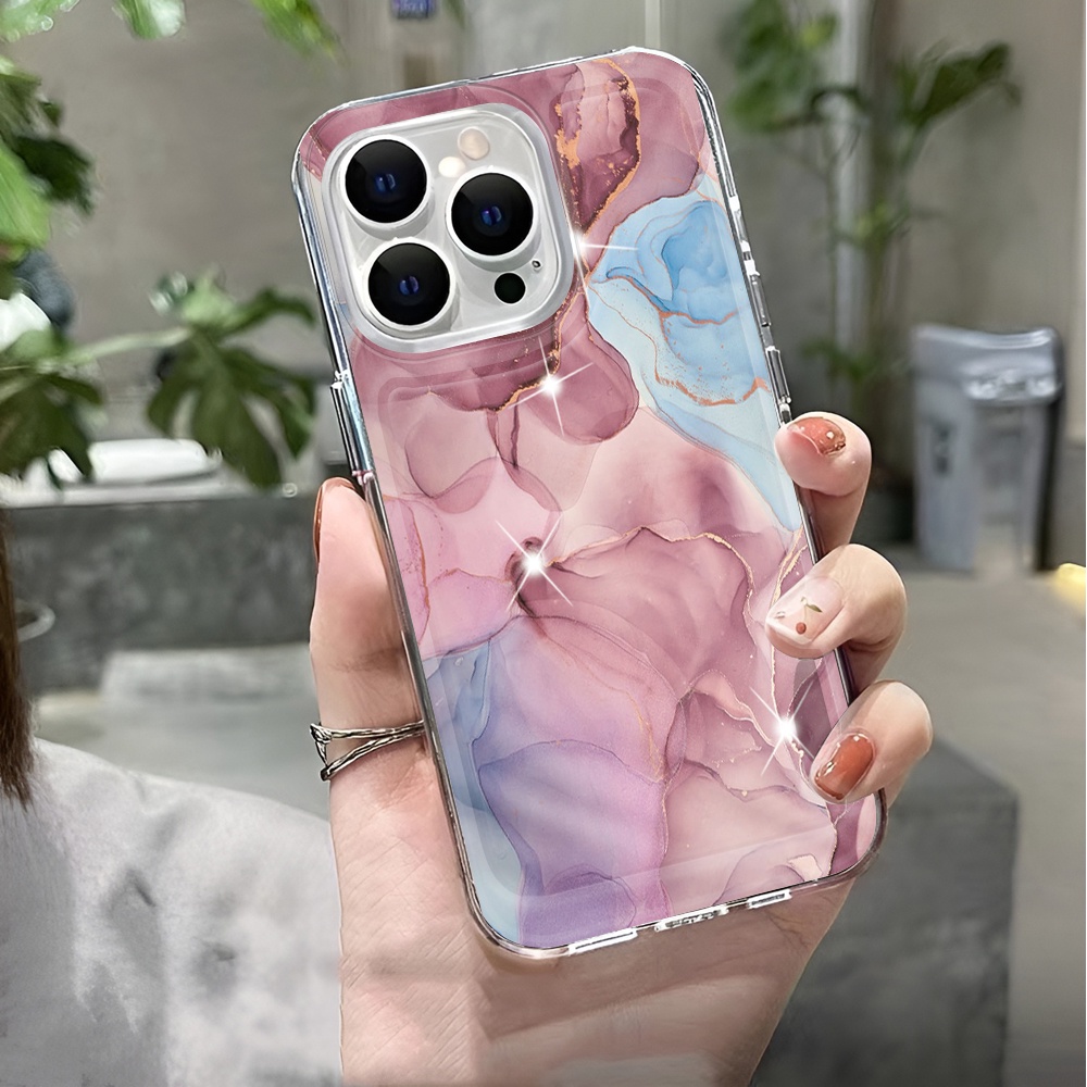 Trong Suốt Ốp Điện Thoại Chống Sốc Họa Tiết Vân Đá Cho iphone 15 pro max 14 11 13 12 7 8 plus x xr xsmax