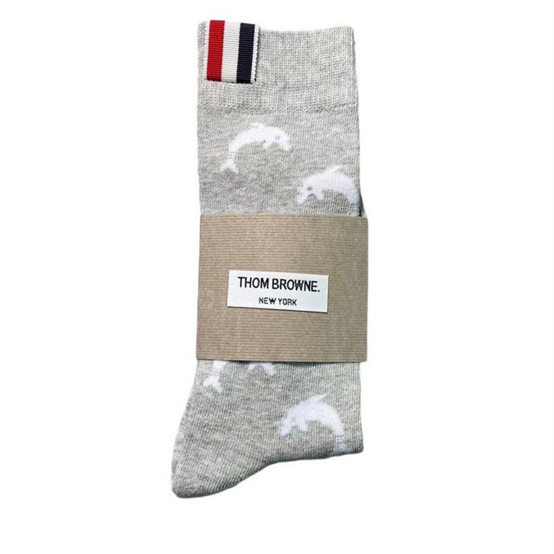 Thom browne Vớ Bắp Chân Dài Qua Gối Vải cotton Nguyên Chất Xu Hướng Nổi Tiếng jk
