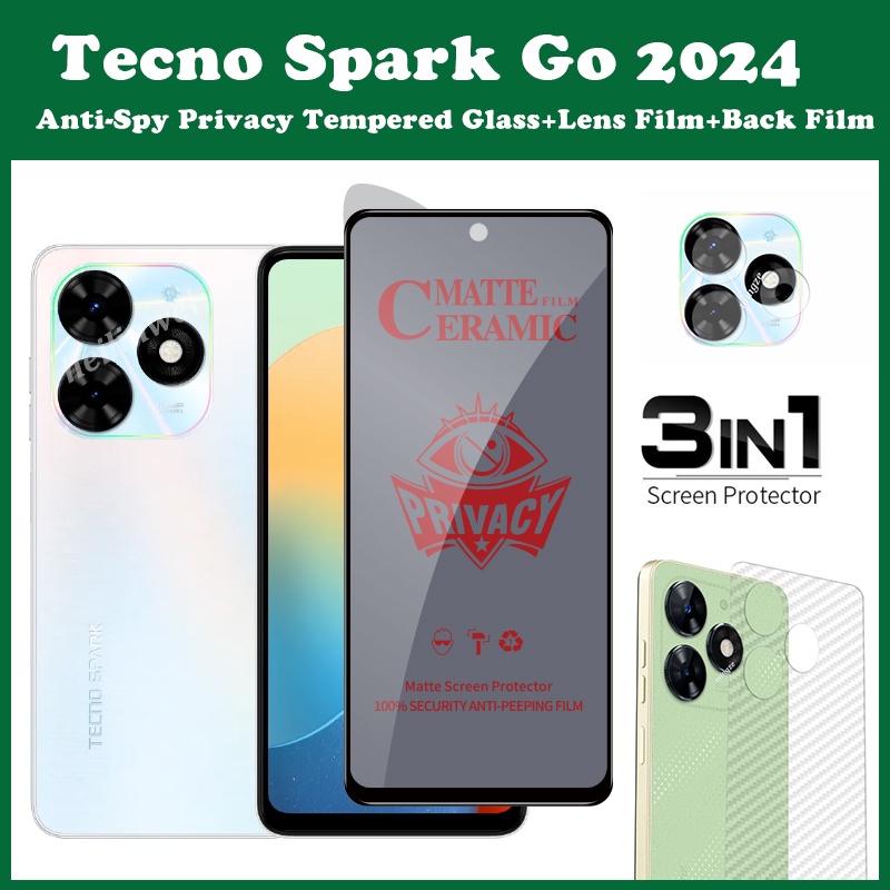 Kính Cường Lực 3 Trong 1 Bảo Vệ Màn Hình Dành Cho tecno spark go 2024 Kèm Phụ Kiện