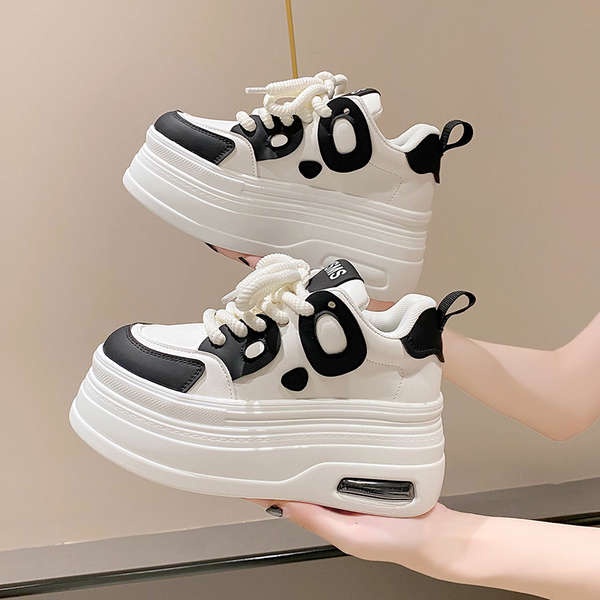 Dày nữ giày thể thao tăng chiều cao đế dày gấu trúc đầu to xấu xí