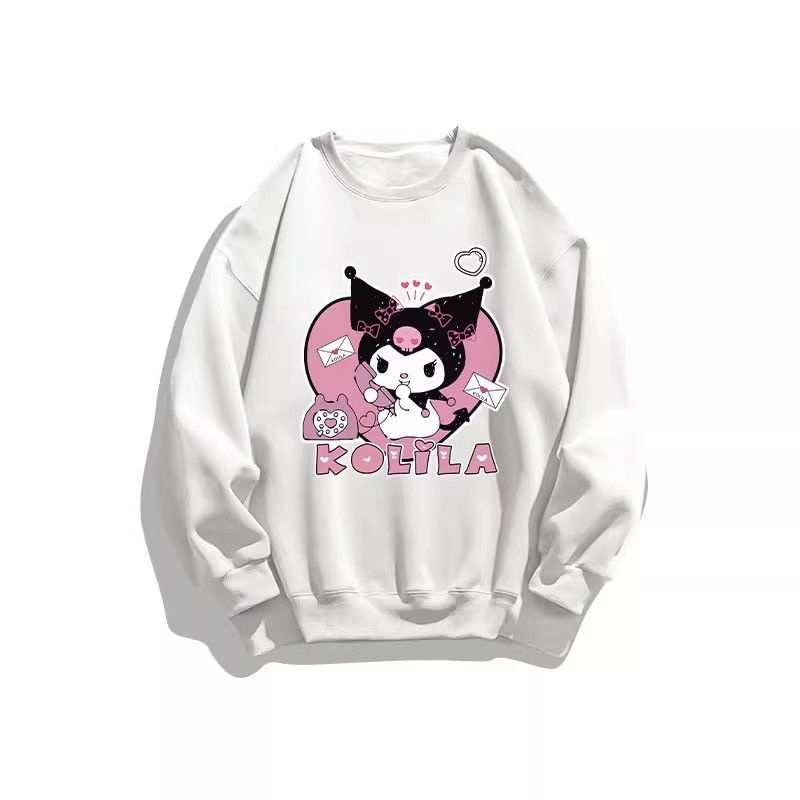 Áo Sweater Cổ Tròn Tay Dài Dáng Rộng In Hoạt Hình kuromi Thời Trang Thu Đông 2023 Cho Bé Gái