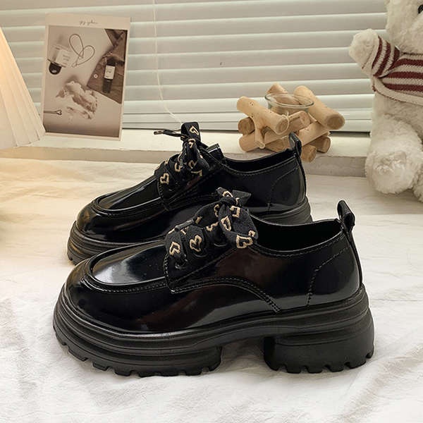 Giày Da Đế Dày Màu Trơn Phong Cách Hàn Quốc Thời Trang Mới 2023