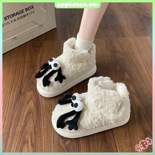 Dễ Thương Giày cotton Phối Lông Ấm Áp Theo Phong Cách Thu Đông Dành Cho Nữ