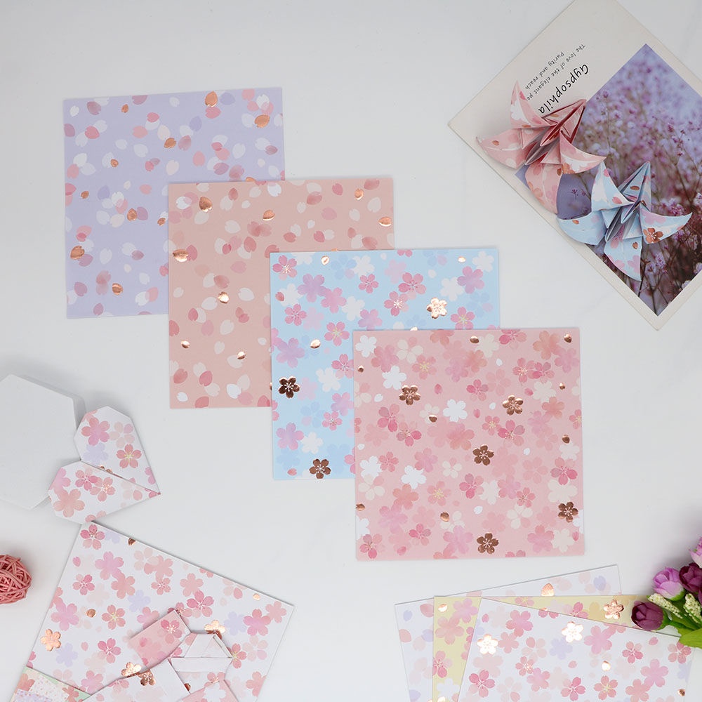 Giấy Xếp origami Hình Vuông 15cm Họa Tiết Hoa Anh Đào Làm Bằng Tay diy❤10.19❤
