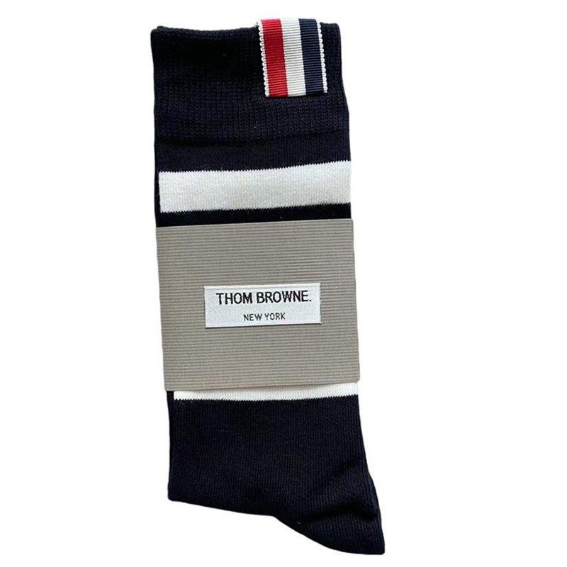 Thom browne Vớ Bắp Chân Dài Qua Gối Vải cotton Nguyên Chất Xu Hướng Nổi Tiếng jk