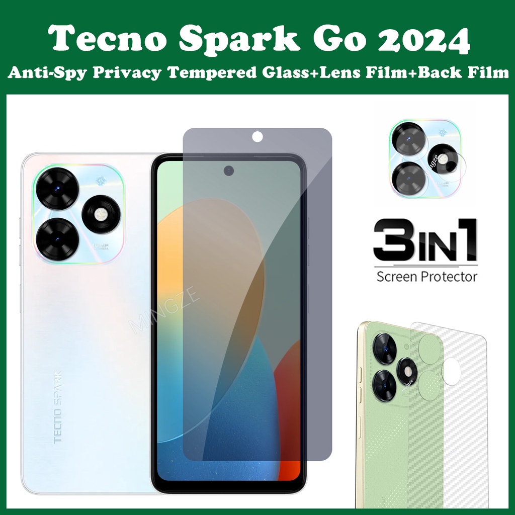 Kính Cường Lực 3 Trong 1 Bảo Vệ Màn Hình Dành Cho tecno spark go 2024 Kèm Phụ Kiện