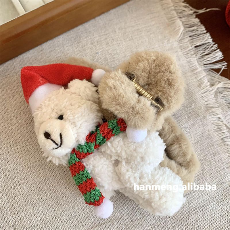 Kẹp Tóc Đuôi Ngựa Bằng Vải Bông Phong Cách Giáng Sinh Dễ Thương Độc Đáo Thời Trang Thu Đông Cho Nữ