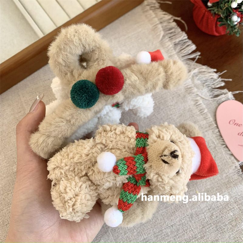 Kẹp Tóc Đuôi Ngựa Bằng Vải Bông Phong Cách Giáng Sinh Dễ Thương Độc Đáo Thời Trang Thu Đông Cho Nữ