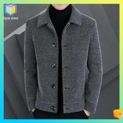 áo khoác nam đẹp áo khoác nam boy phố Mùa thu và mùa đông áo khoác vải tweed dày nam áo khoác len cao cấp áo khoác bông ngắn nam sable áo khoác cao cấp