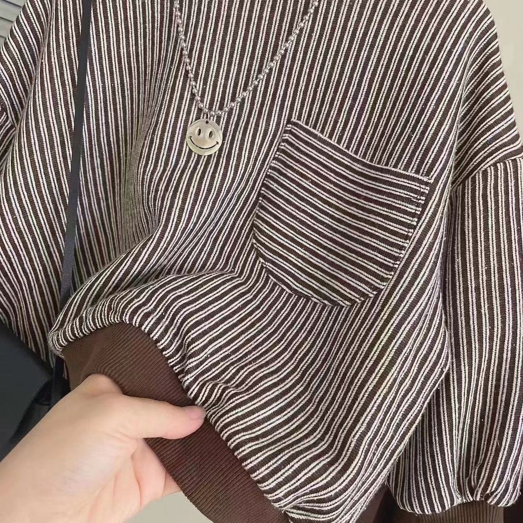 Bộ Áo Sweater Kẻ Sọc + Quần Dài Thời Trang Xuân Thu Phong Cách Hàn Quốc Cho Bé Trai Và Gái