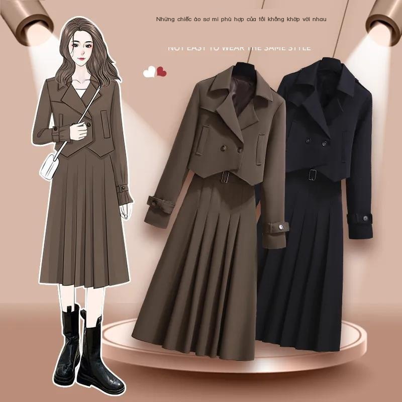 Plus set Áo Khoác Và Chân Váy Thiết Kế Xinh Xắn Cho Nữ
