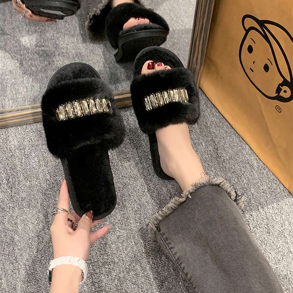 Dép cotton Phối Lông Nhung Phong Cách Thời Trang Mới 2023 Dành Cho Nữ