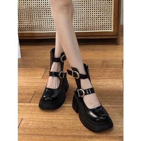 Pháp Đơn Giản mary jane 2023 Dày Trơn