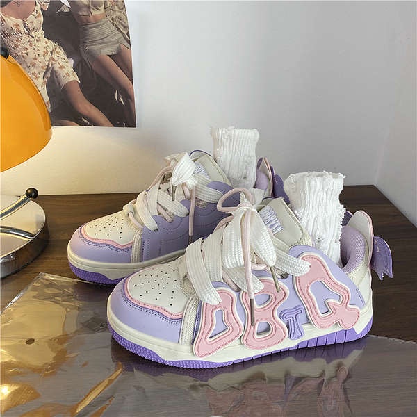 Giày Sneaker In Chữ Phối Màu Thời Trang Cho Nữ