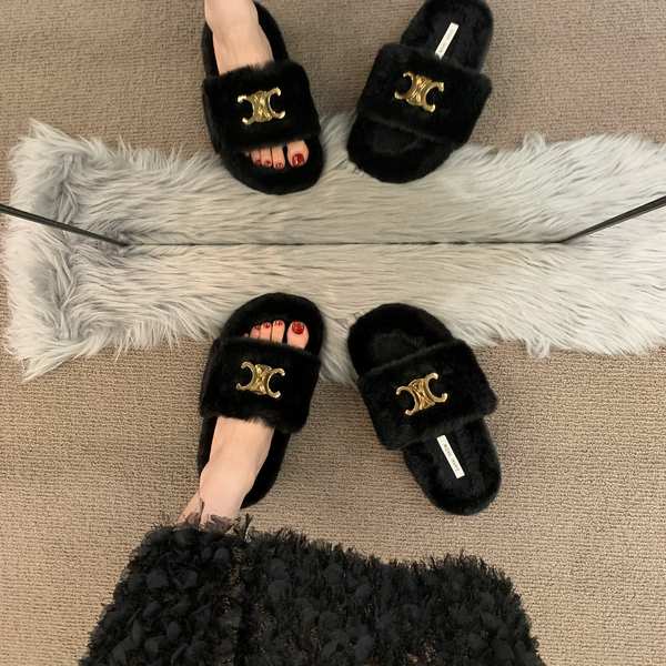 Dép cotton Đế Bằng Phối Lông Nhung Phong Cách Thời Trang Mới 2023