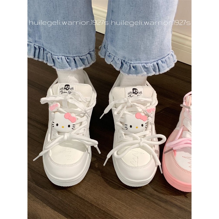 Chính Hãng Giày Thể Thao Hình hello kitty Màu Trắng Hồng Dễ Thương Đa Ứng Dụng Cho Nữ Sinh niche