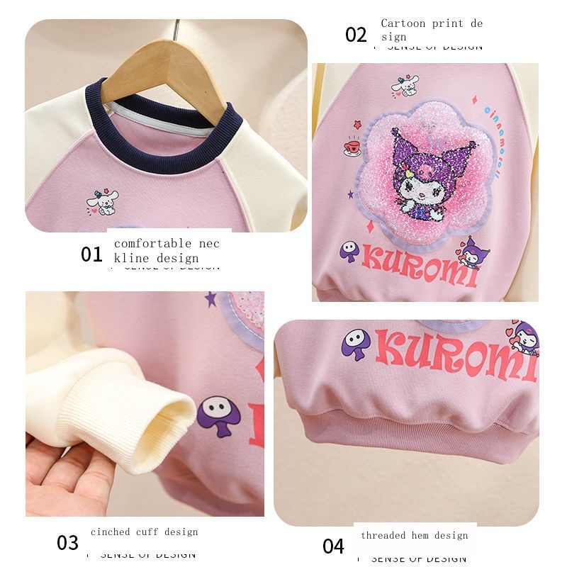 Áo Sweater Cổ Tròn In Hoạt Hình Phối Màu Dễ Thương Thời Trang Xuân Thu 2023 Cho Bé Gái