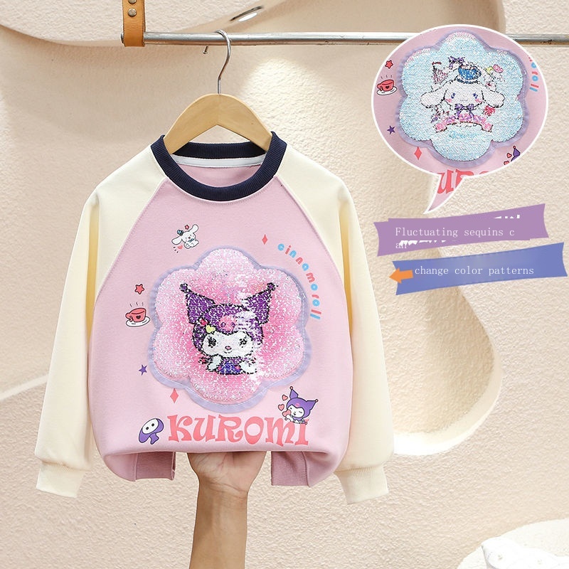 Áo Sweater Cổ Tròn In Hoạt Hình Phối Màu Dễ Thương Thời Trang Xuân Thu 2023 Cho Bé Gái